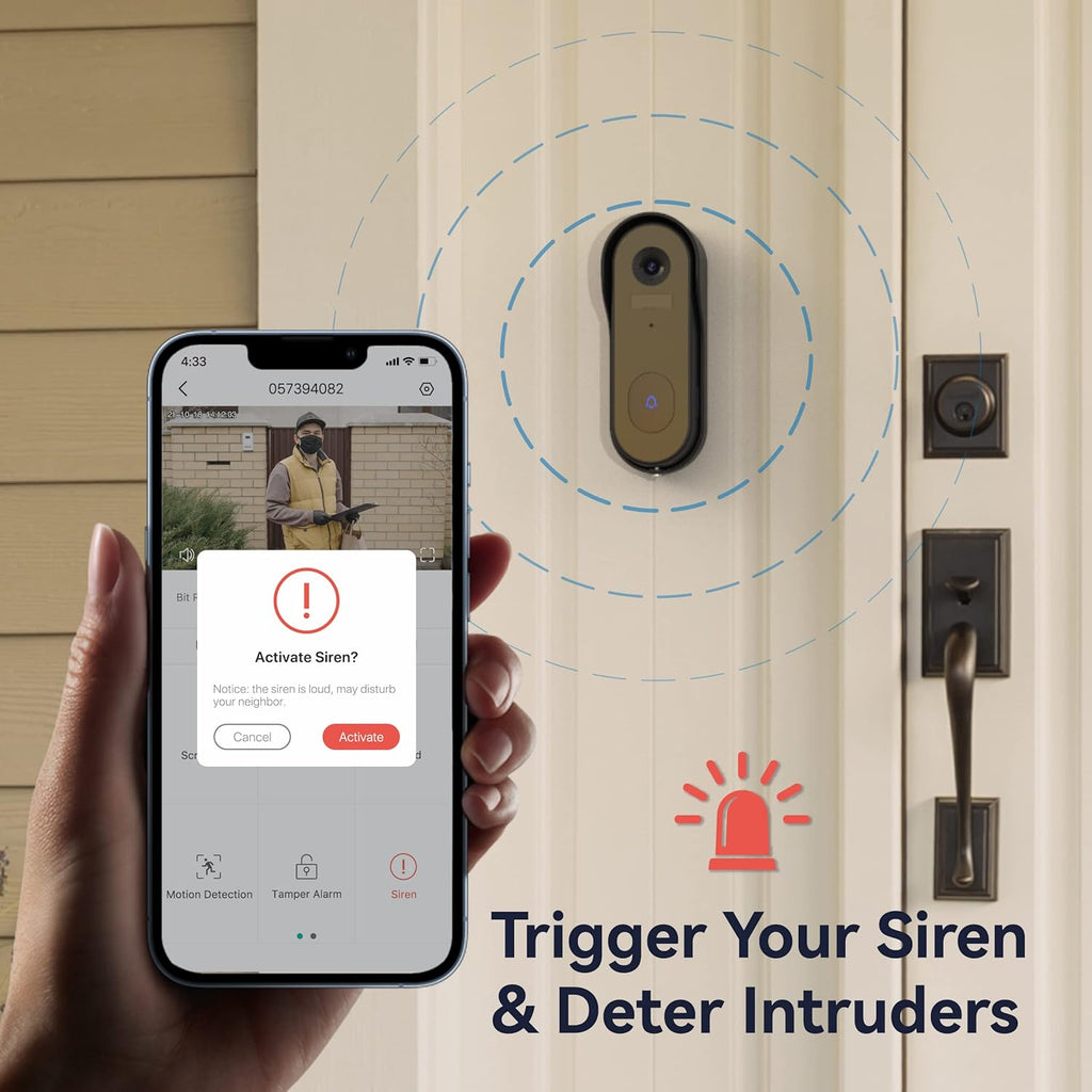WiFi Battery Powered Video Doorbell Camera with Chime and 32G SD Card P1023