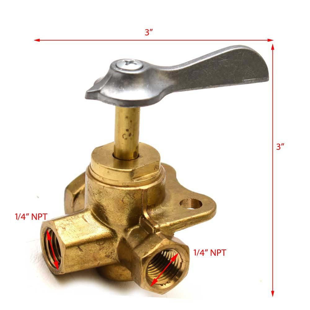 Brass Three-Way Side Outlet Fuel Tank Valve with 1/4" FNPT Thread C117