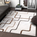 Vintage Distressed Geometric Ivory Area Rug Z688746