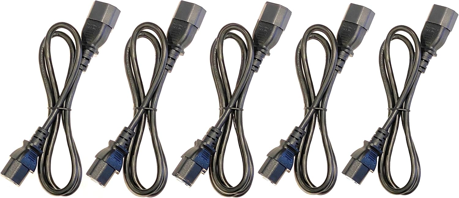 3 Foot IEC 320 NEMA C13 C14 10A 18AWG AC Power Cord F6678