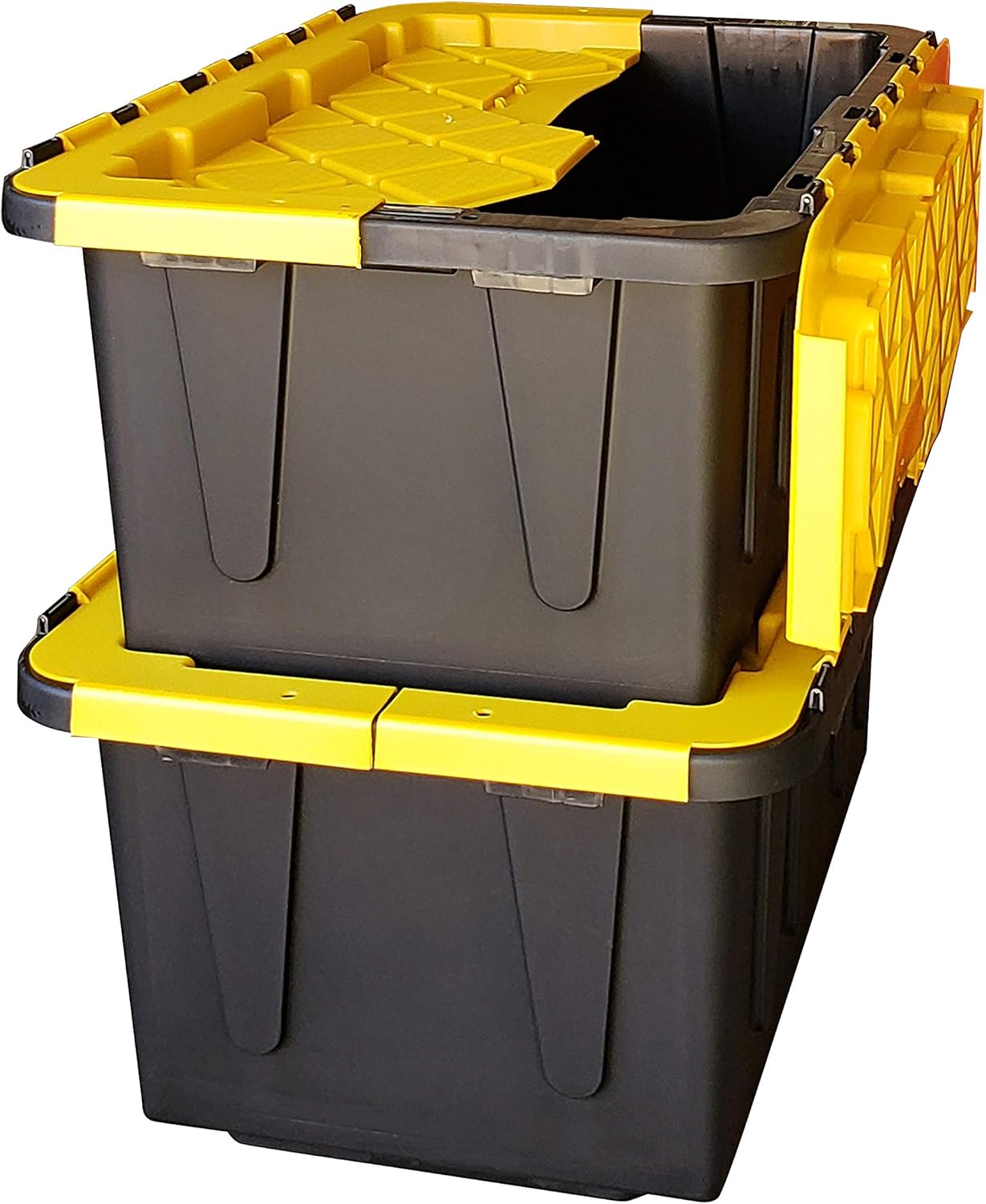 15 Gallon Plastic Storage Container, Black and Yellow, Pack of 6 H7313