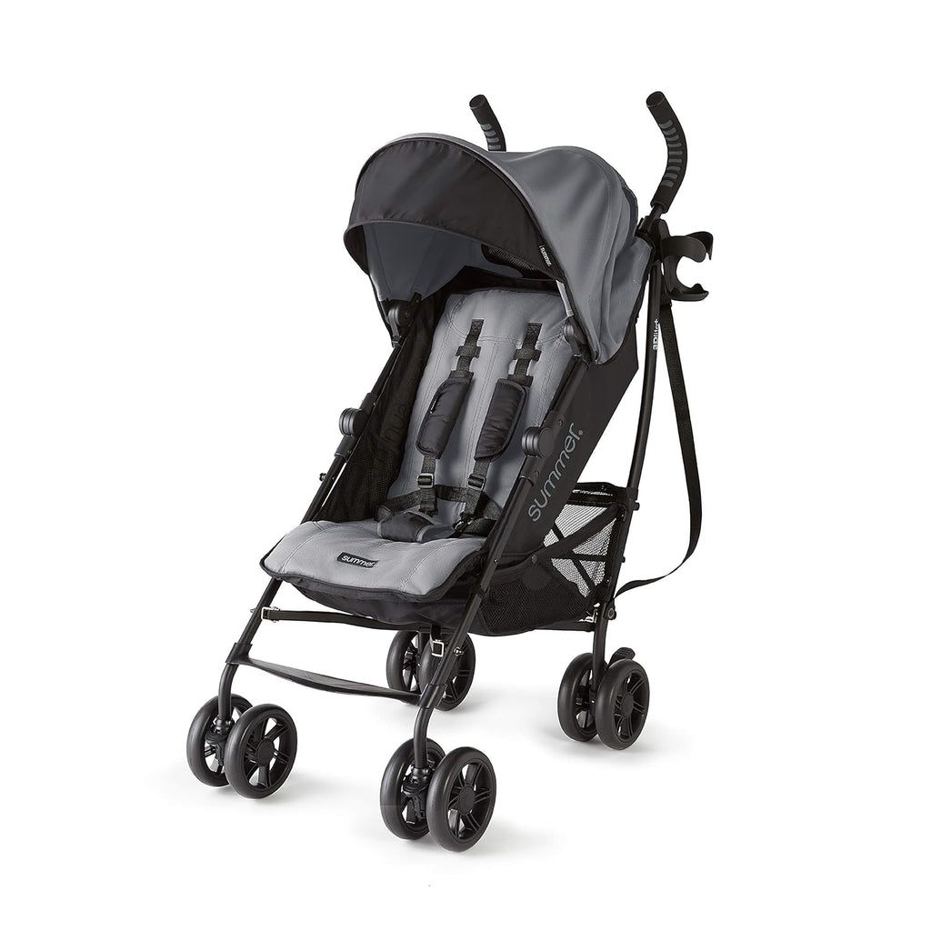 Matte Black Lightweight Umbrella Stroller with Oversized Canopy and Compact Fold S110