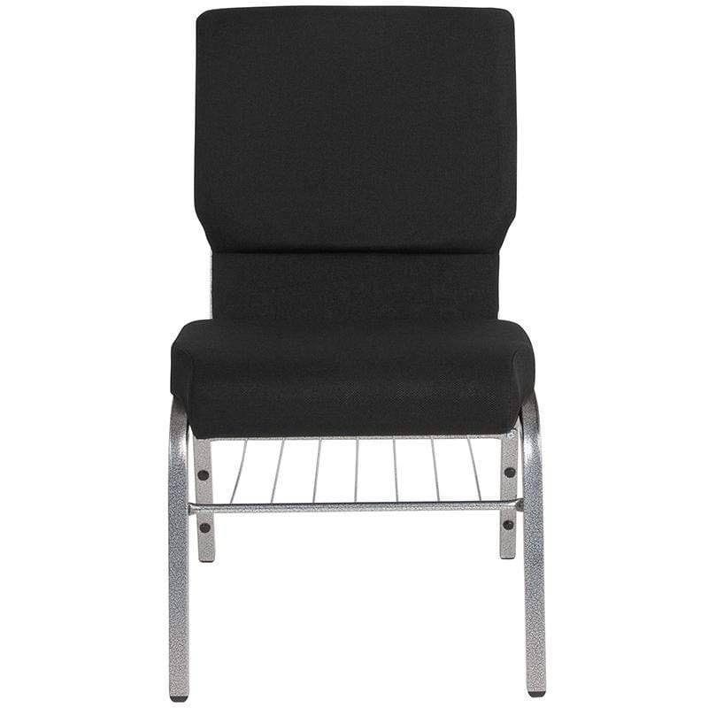 Church Chair with Book Rack Green Patterned Fabric T128264