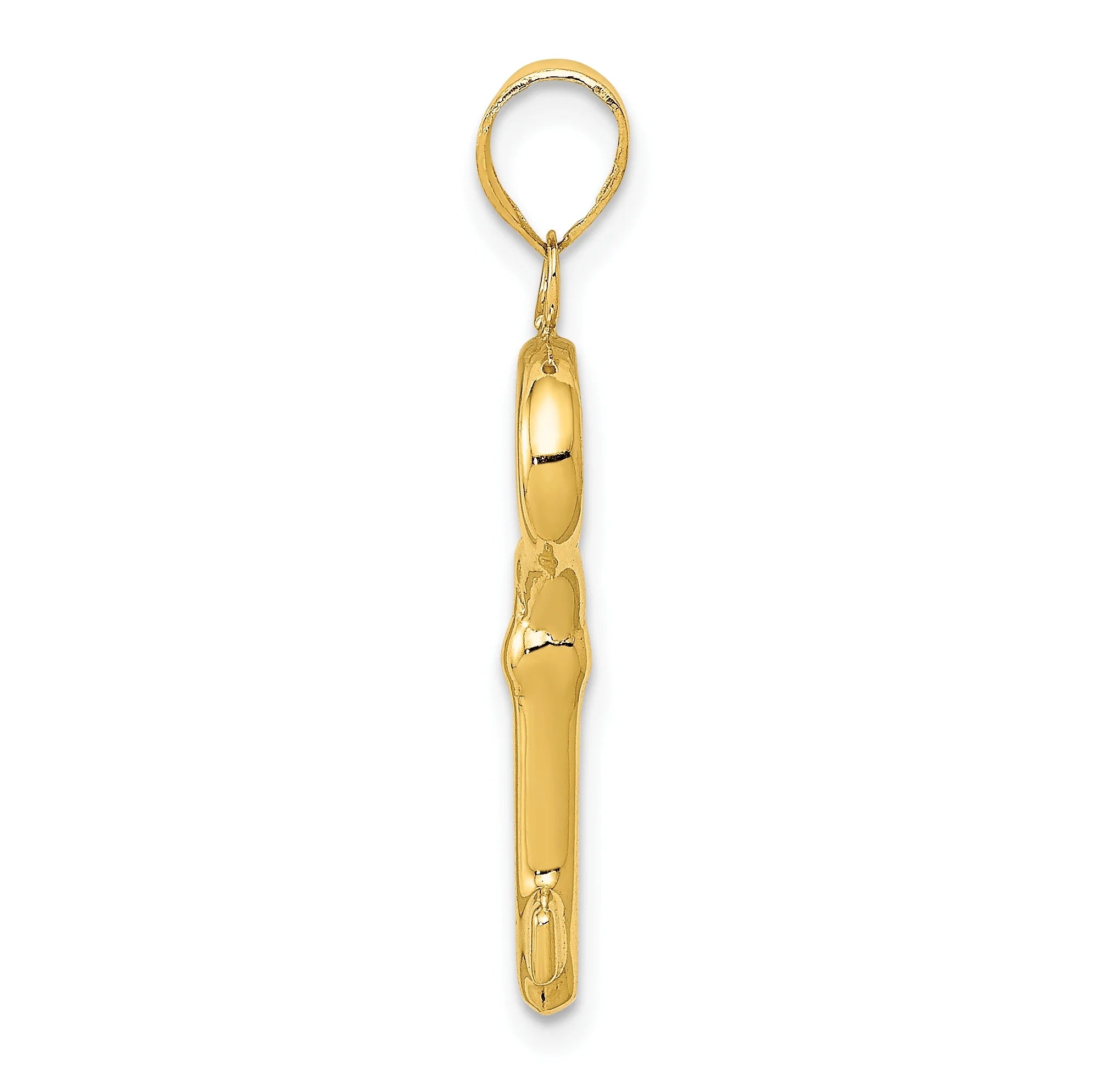 14K Yellow Gold Polished Key Pendant Charm with 10K Yellow Gold Rope Chain Necklace 16'' U677214