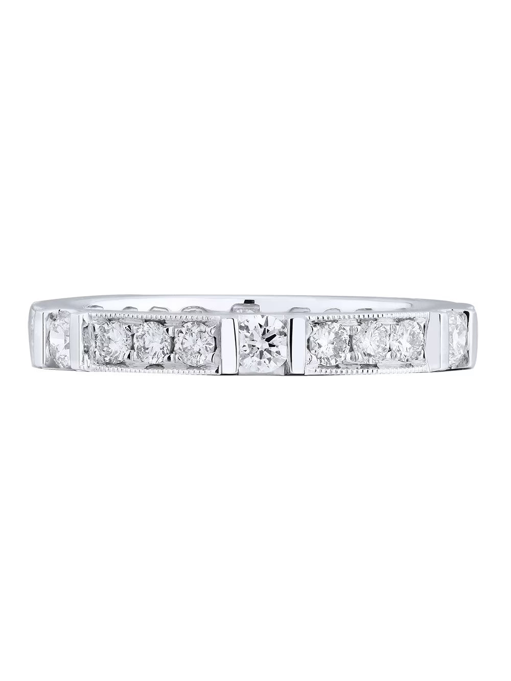 18K White Gold Pave Diamond Ladies Wedding Band Ring Size 6.5 0.77cttw N775