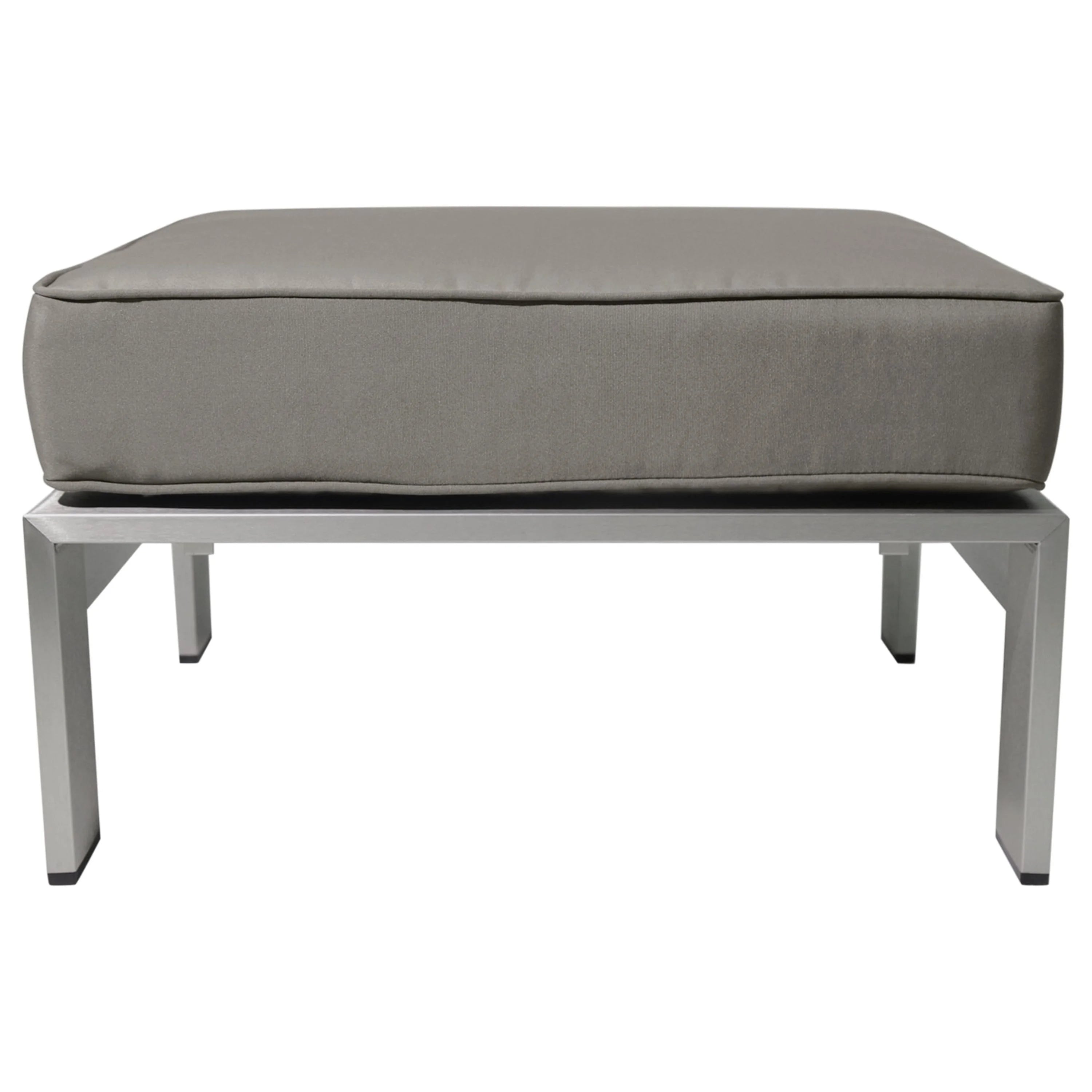 6 Seater Aluminum Sofa and Ottoman Set with Side Tables, Silver and Khaki V145068