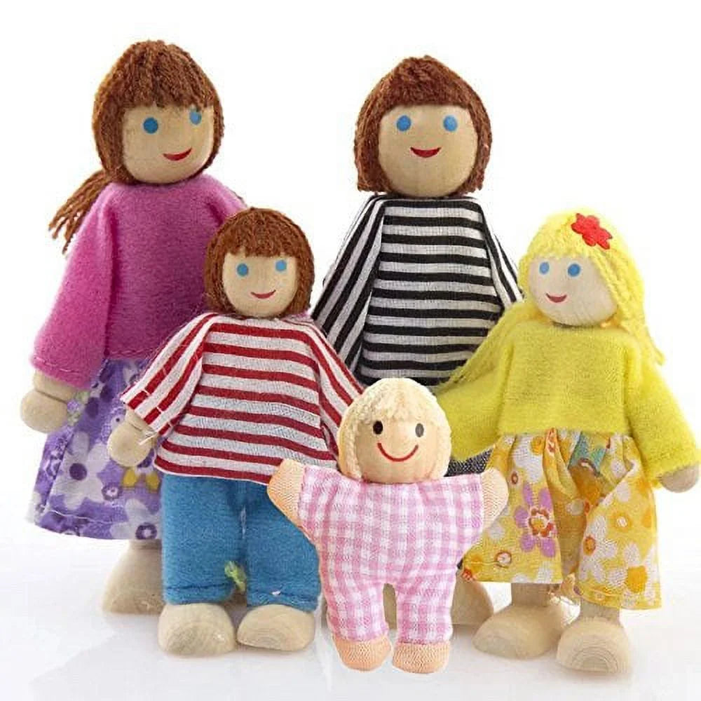 Wooden Dolls Family Playset Set of 7 Z6782