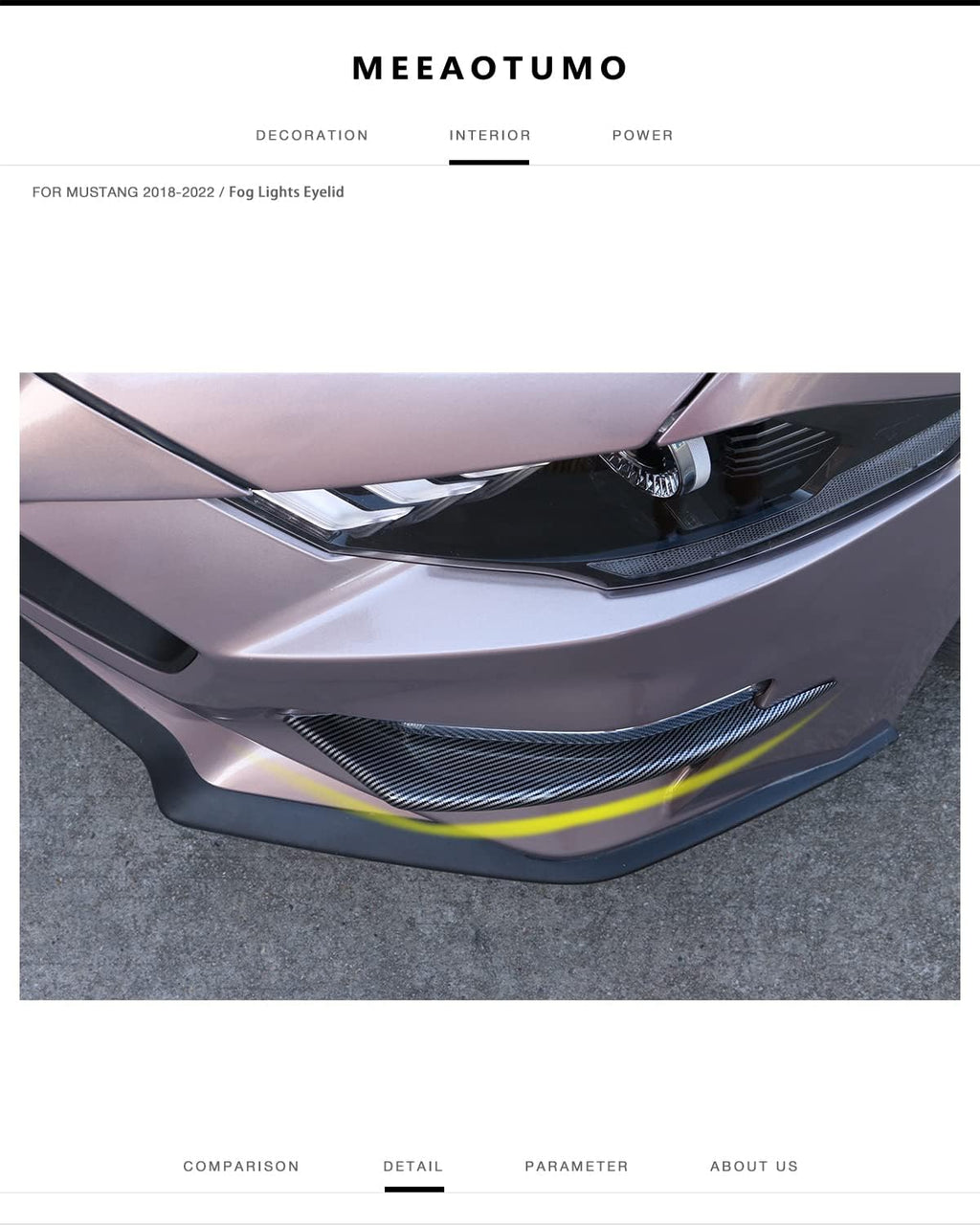 Carbon Fiber Front Bumper Winglets Fog Light Vent Canard Strip Trim Exterior Trim Accessories Pack of 2 R935465