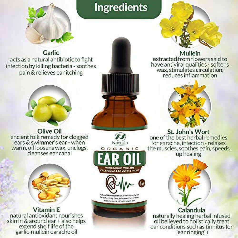 Organic Ear Oil Ear Drops with Mullein, Garlic, Calendula G382146