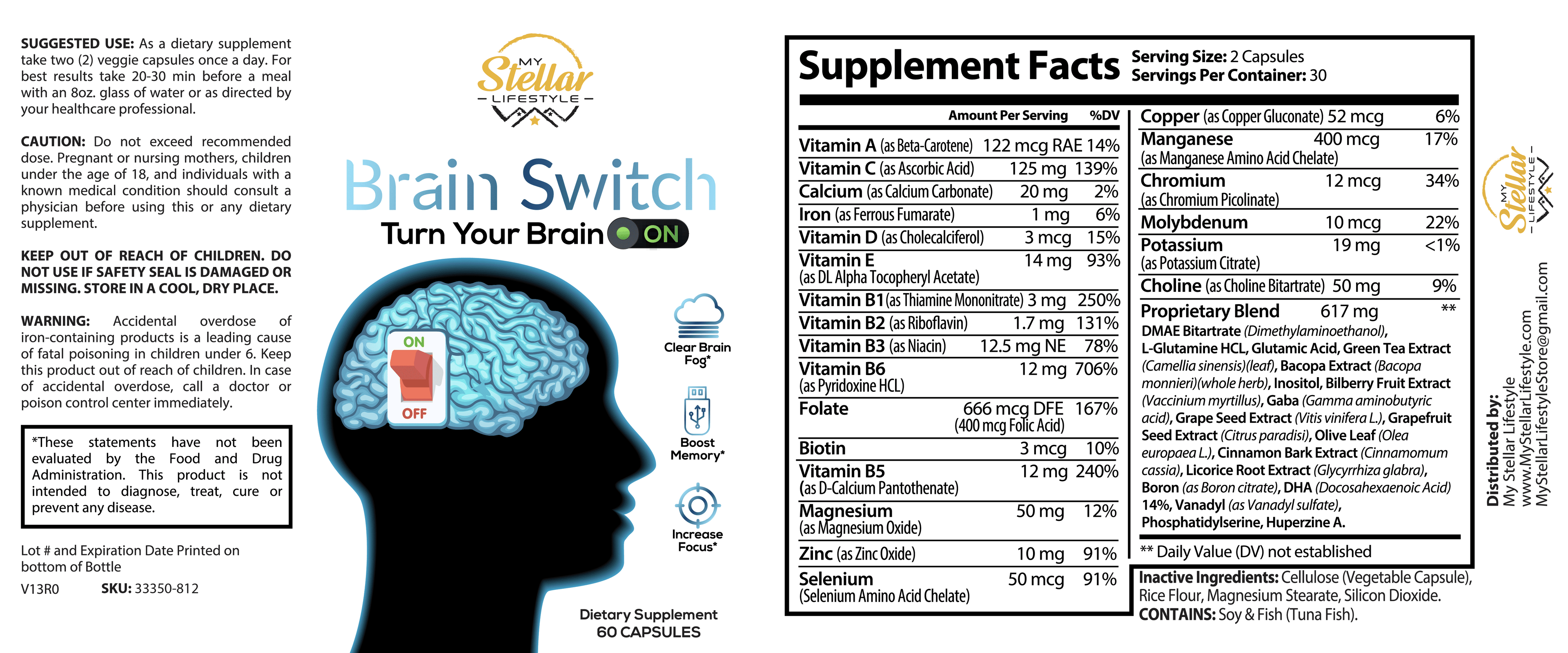 5 Pack Brain Switch 60 Capsules x5 M616687