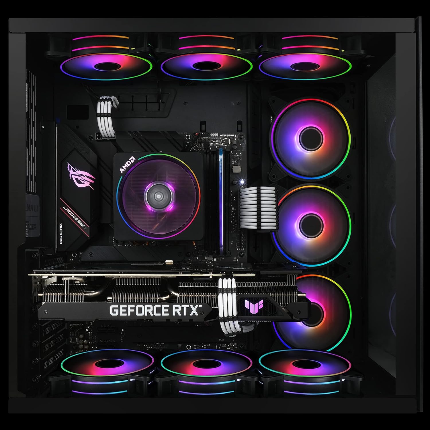 6 Pack 120mm RGB Addressable PC Case Fan with Hub and Remote L965542