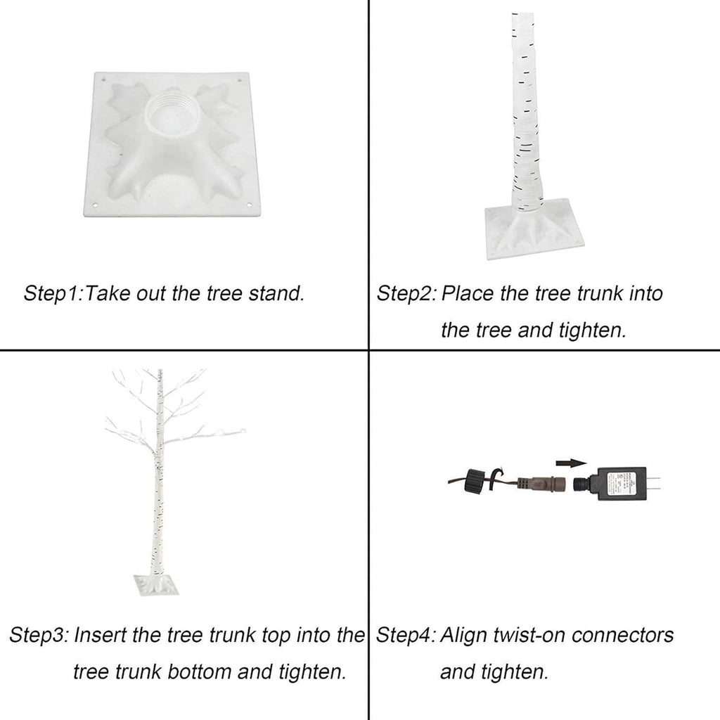 6 Feet 96 LED Lighted Birch Tree Pack of 2 V4525