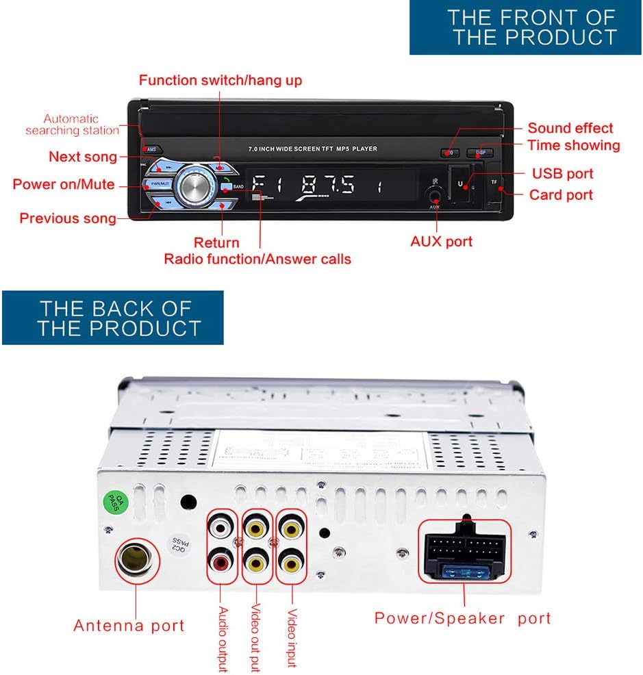7 Inch Touch Screen Car Stereo with Bluetooth Backup Camera Z48474
