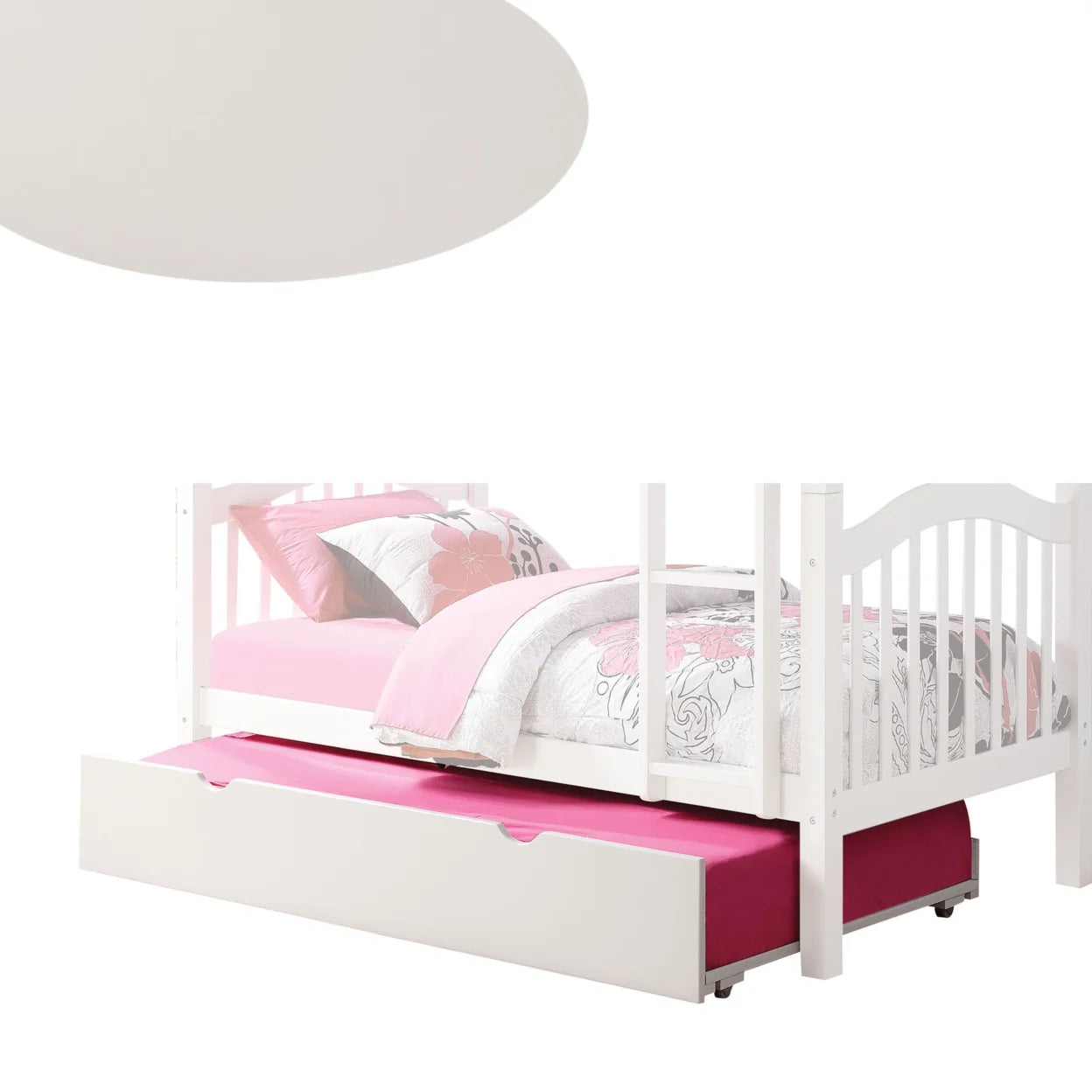 White Wooden Trundle with Caster Wheels and Cut Out Handles L248