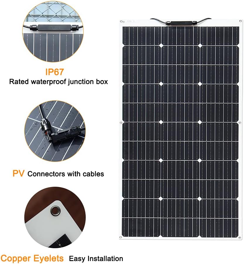 100W 12V Flexible Monocrystalline Solar Panel T1834