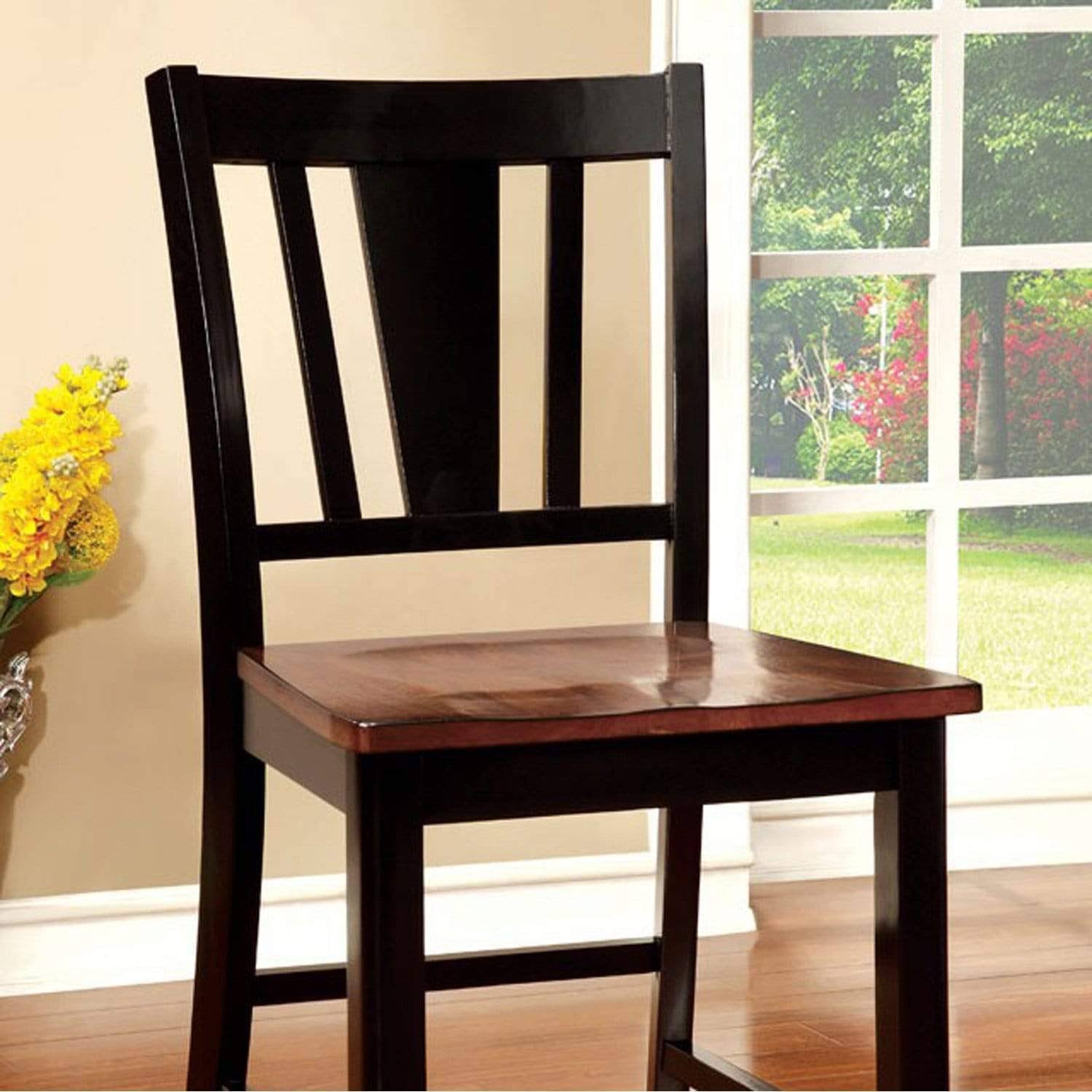 Counter Height Chair with Wooden Seat, Set of 2 H181