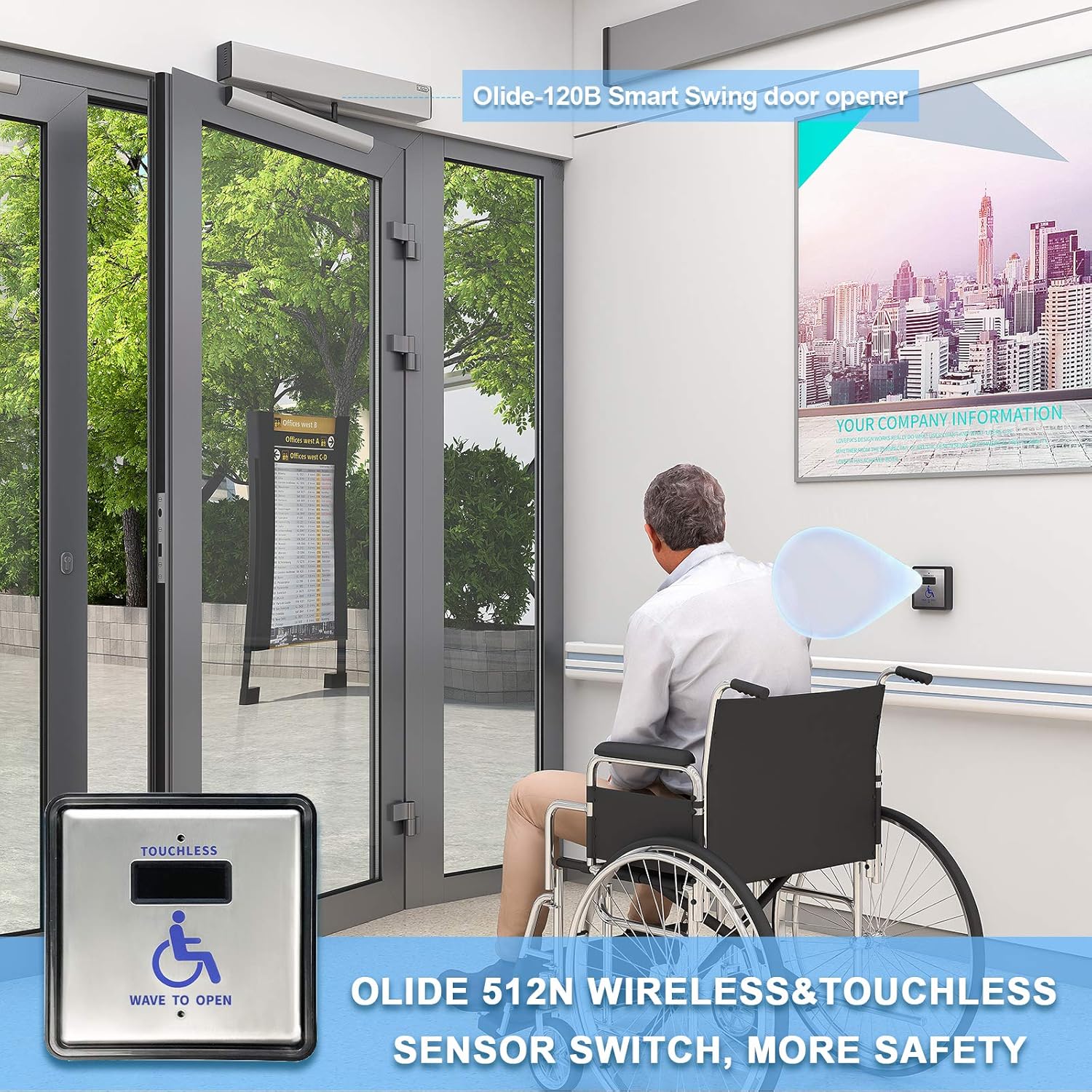 4.5inch Square Stainless Steel Touchless Wave Door Opener A193006