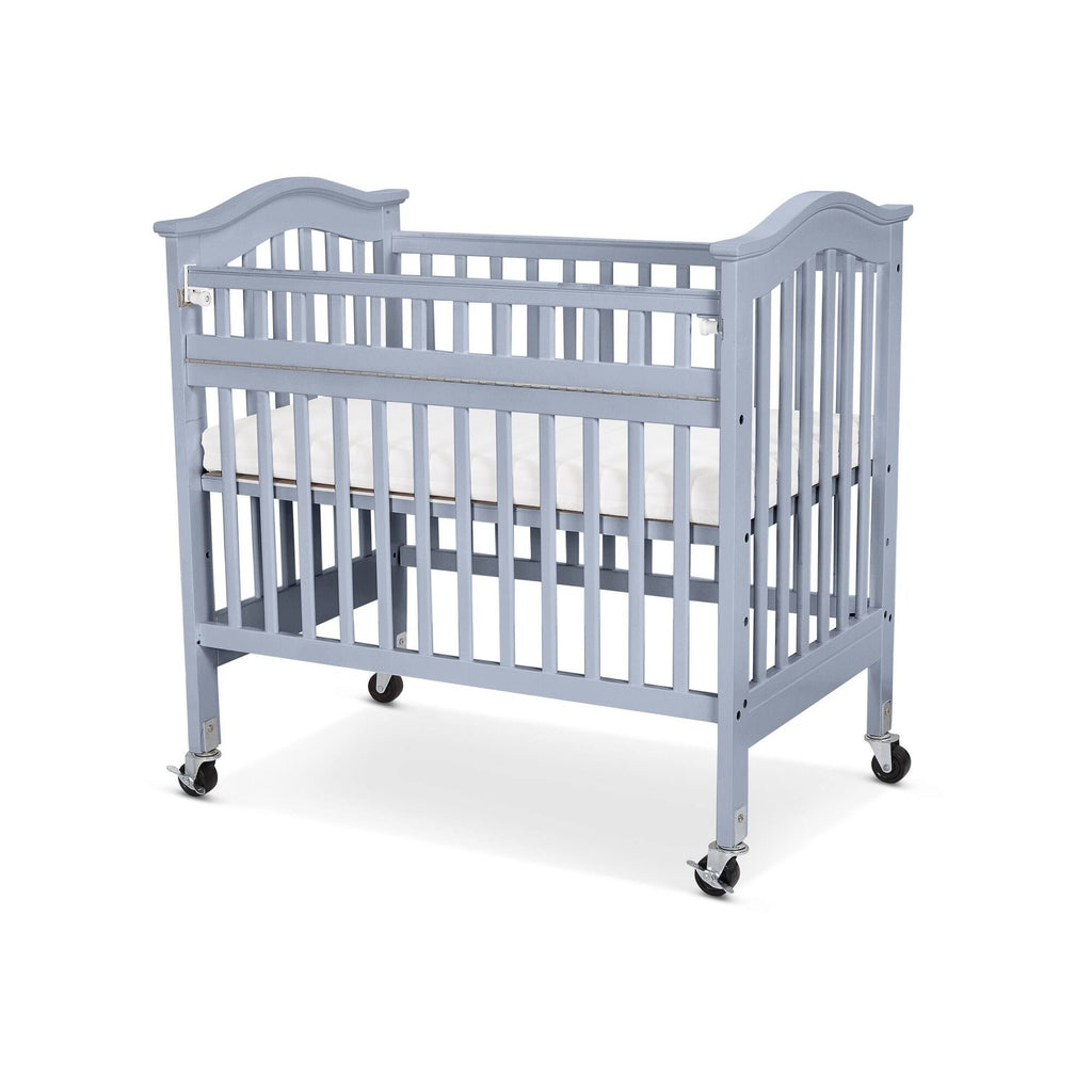 Slatted Wood and Metal Crib with Casters and Safety Gate Gray E232432