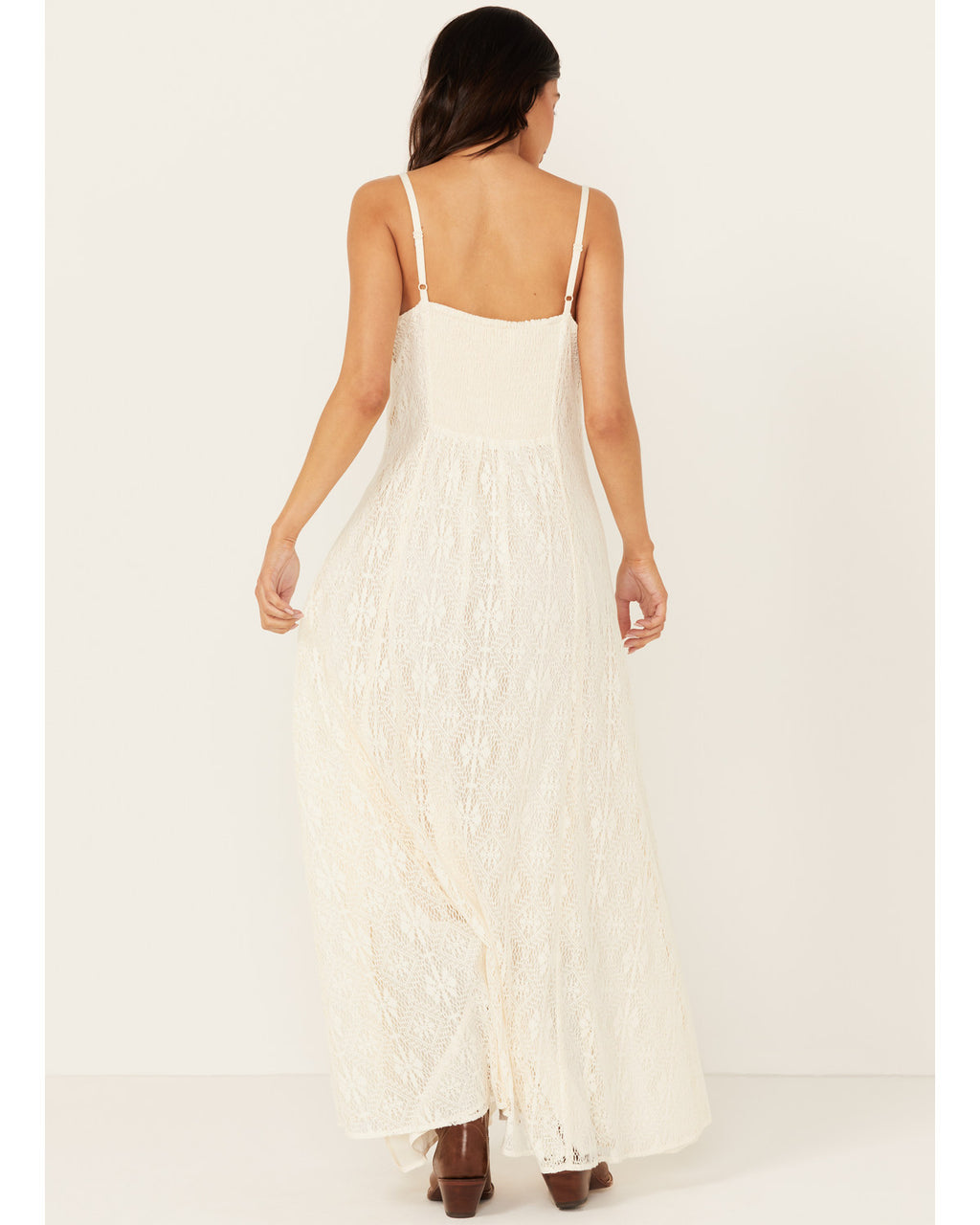 Ivory Maxi Lace Slip Dress Y51127