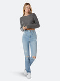 Blue Super High Rise Straight Jeans Y677