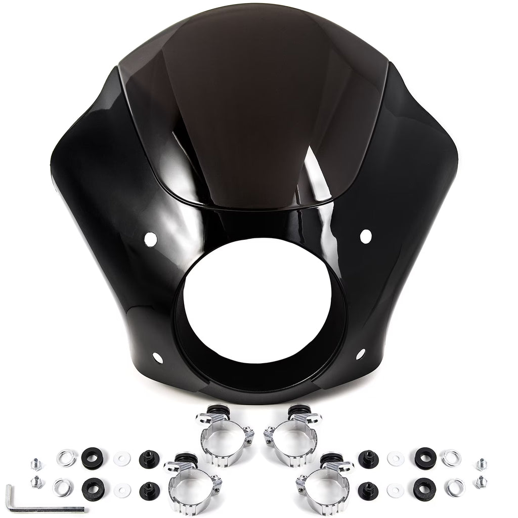 Black & Smoke Quarter Fairing Windshield Kit with Fork Mounting Hardware V3001