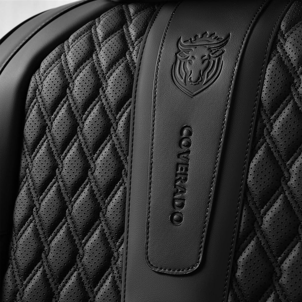 Black Leather Car Seat Covers Full Set 5 Seats P70874