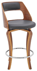 Swivel Gray Faux Leather and Walnut Wood Bar Stool M1568