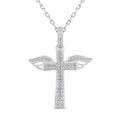 14K White Gold Holy Cross Necklace with Diamond Accents N5091