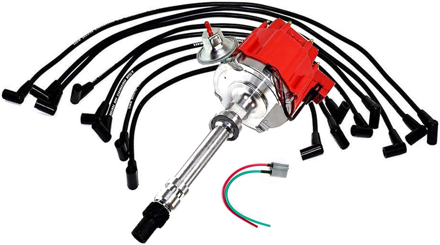 HEI Distributor Complete Kit with Spark Plug Wires and Pigtail Harness W8934