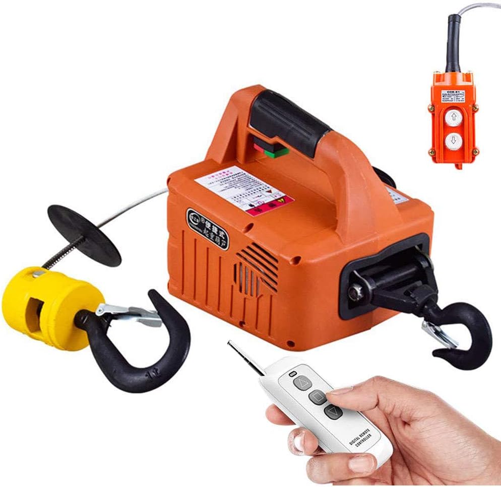 1500W Overhead Lift Electric Winch with Wireless Control 500kg Orange Color A687493