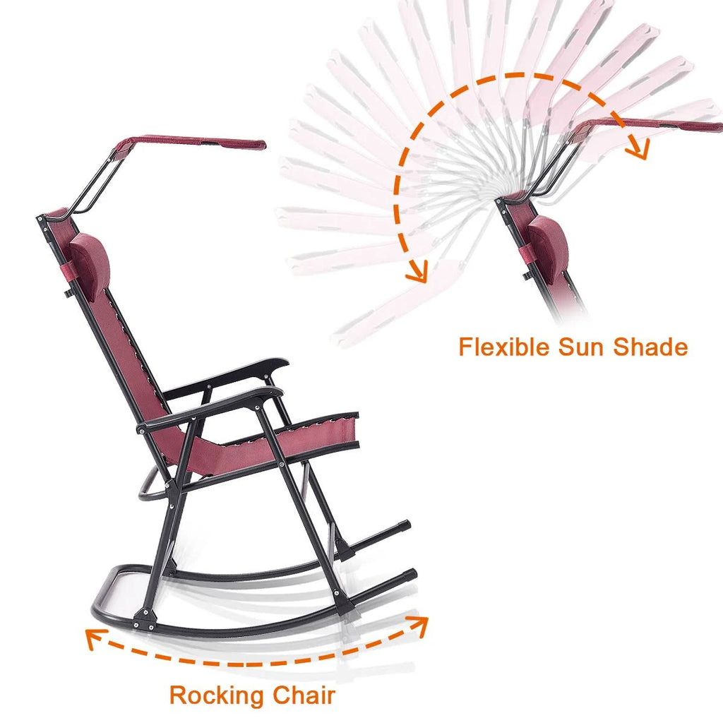 Red Folding Rocking Chair with Canopy U62154