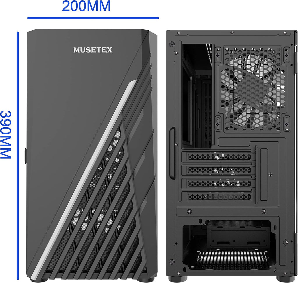 Black Micro ATX Computer Case with Tempered Glass K95314