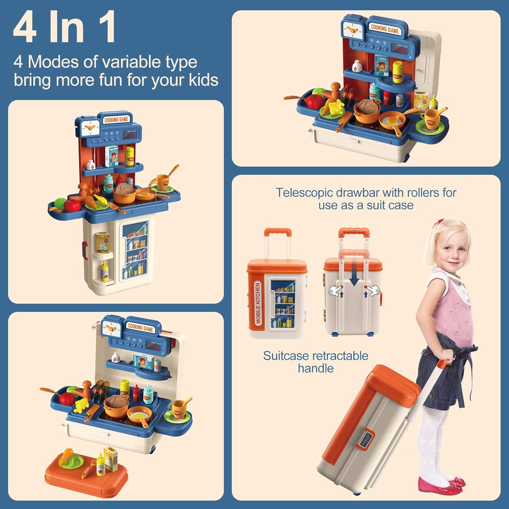 4 in 1 Kitchen Playset with 41pcs Realistic Cooking Accessories J9829