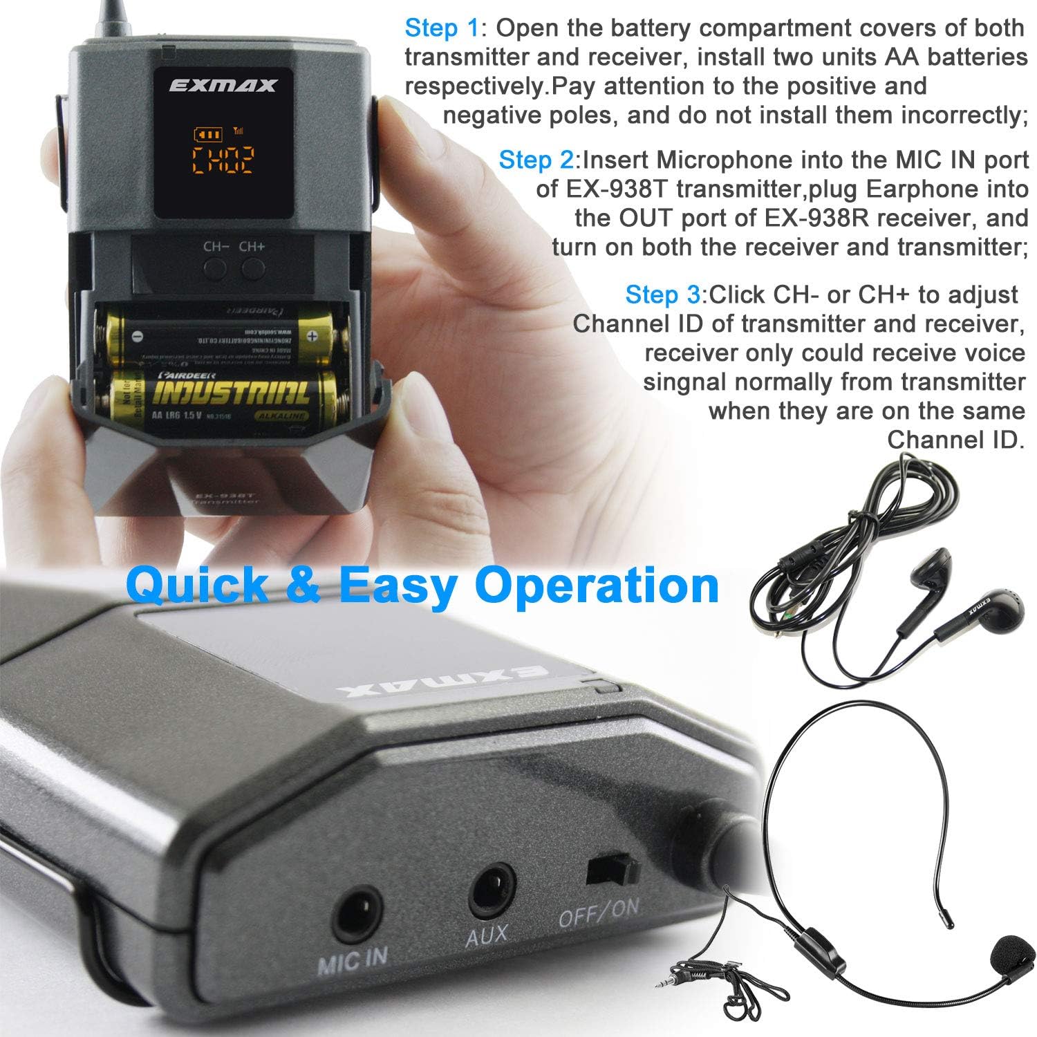1 Transmitter 10 Receivers Wireless Headset Microphone System A111687