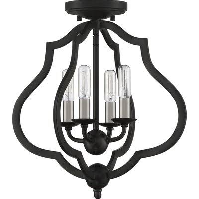 Matte Black Semi Flush Mount Light B662