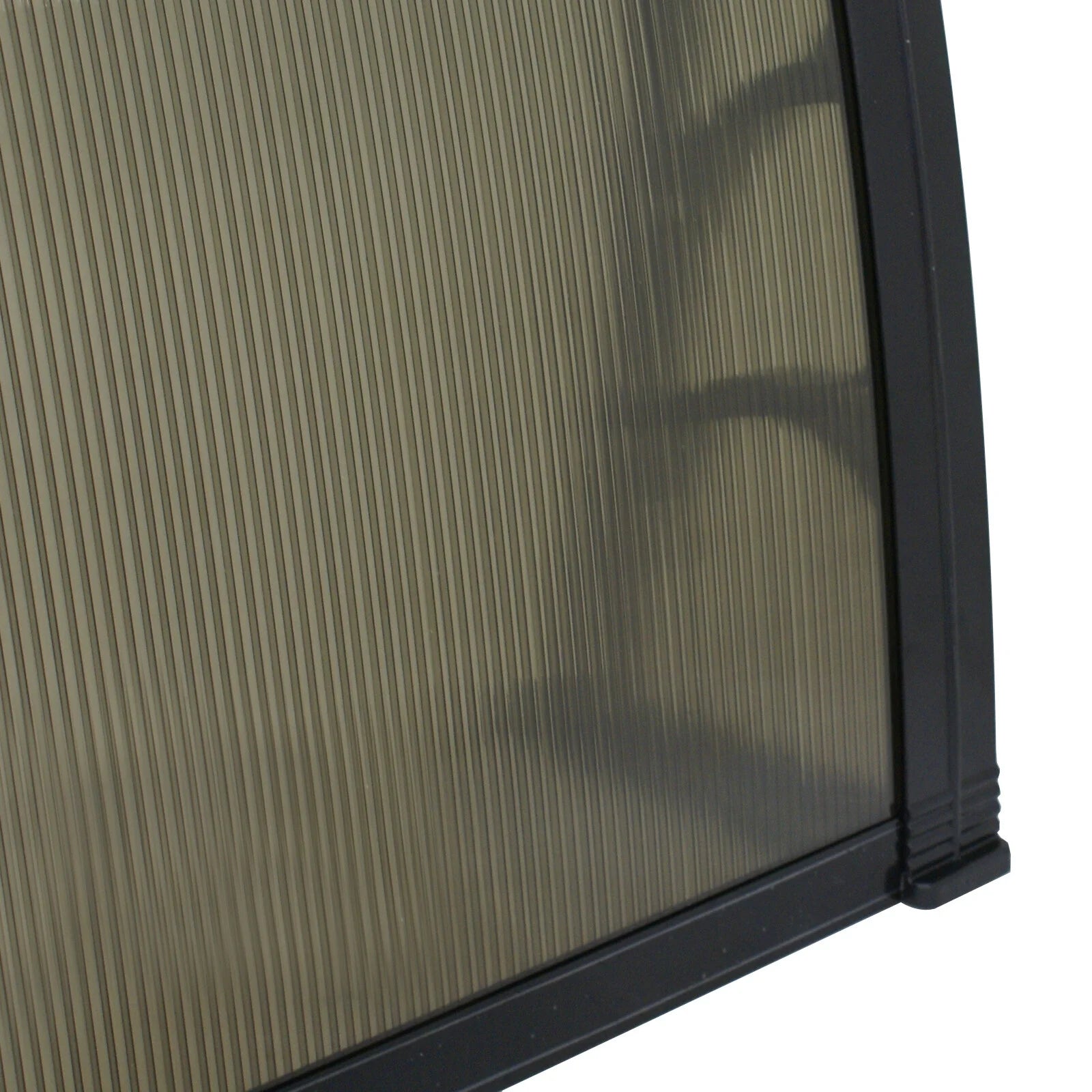 Brown Polycarbonate Door Awning Canopy with Black Bracket U73673