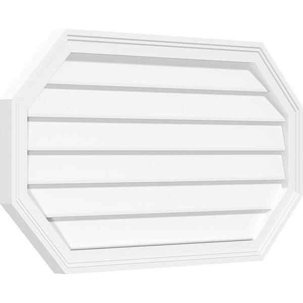 Horizontal Elongated Octagon Surface Mount PVC Gable Vent I86363