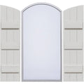 Rustic Three Board Joined Board-n-Batten Faux Wood Shutters w/Elliptical Arch Top D179