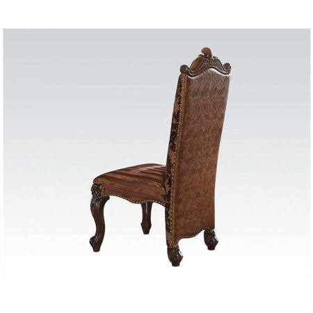 Side Chair Set of 2 in 2-Tone Light Brown PU/Fabric and Cherry Oak S15062