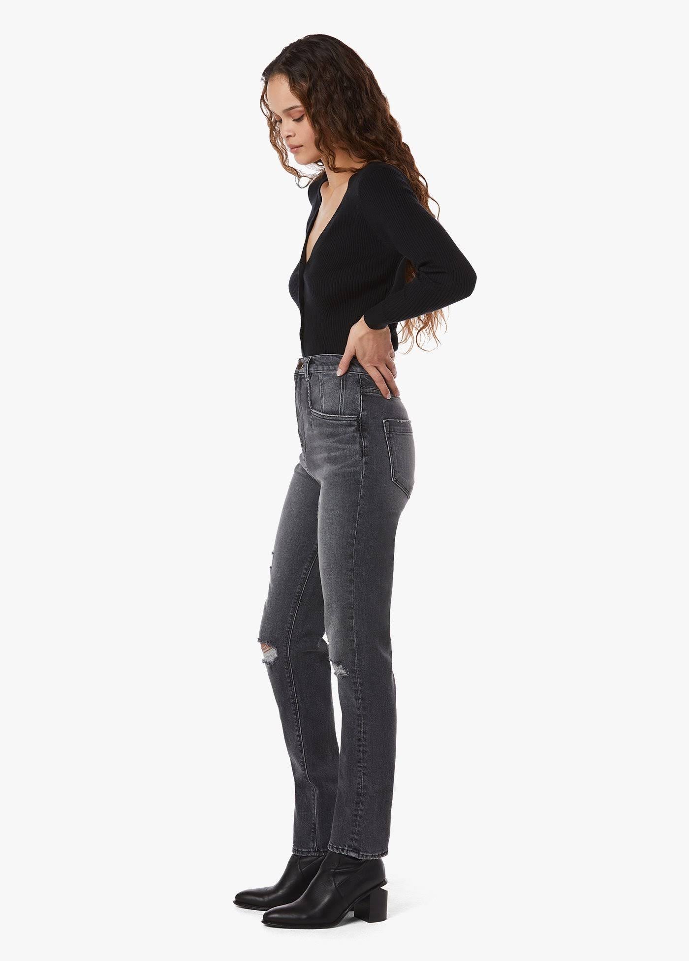 Blue Super High Rise Straight Jeans Y677