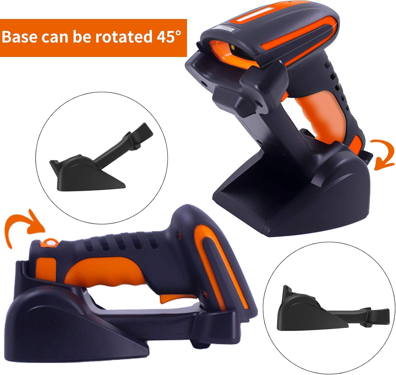 Bluetooth 2D QR Barcode Scanner with Stand, Dustproof and Waterproof, Pack of 2 K355