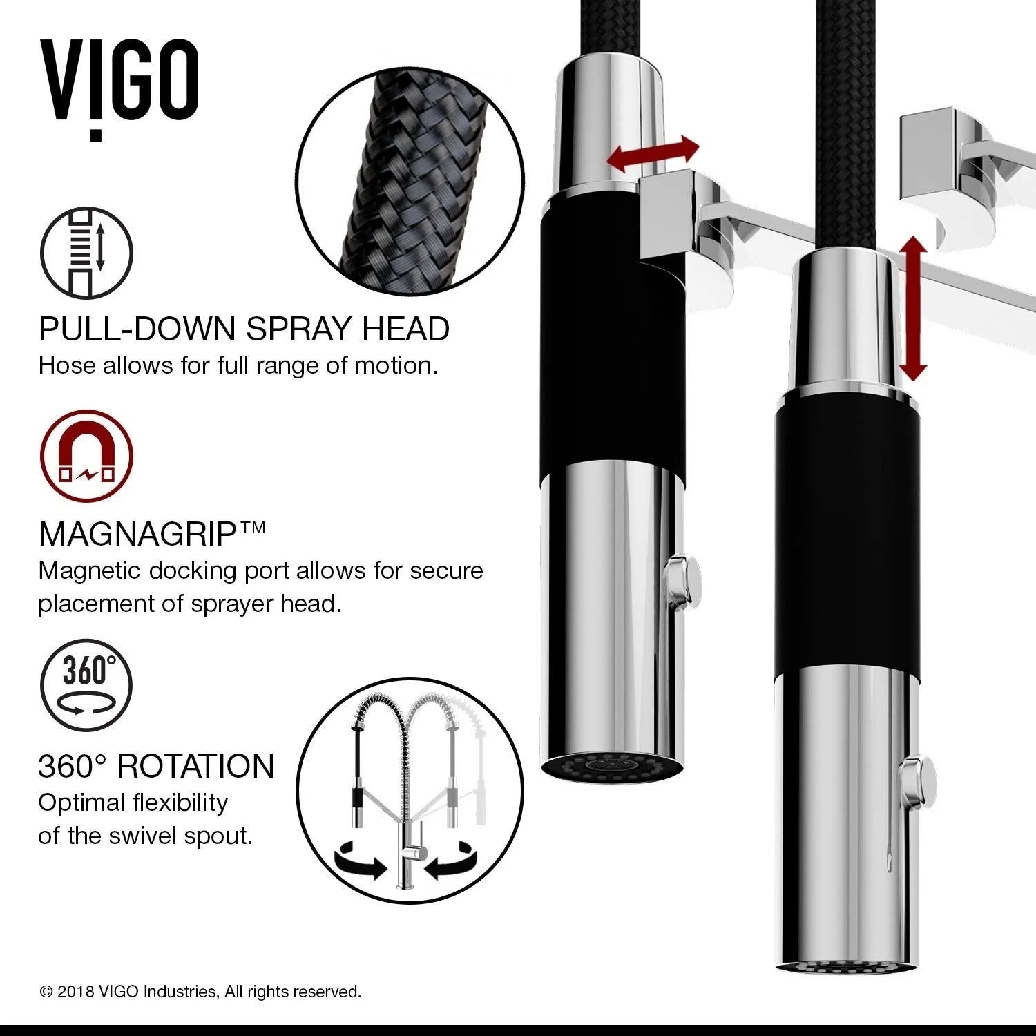Chrome Magnetic Kitchen Faucet with Deck Plate J125