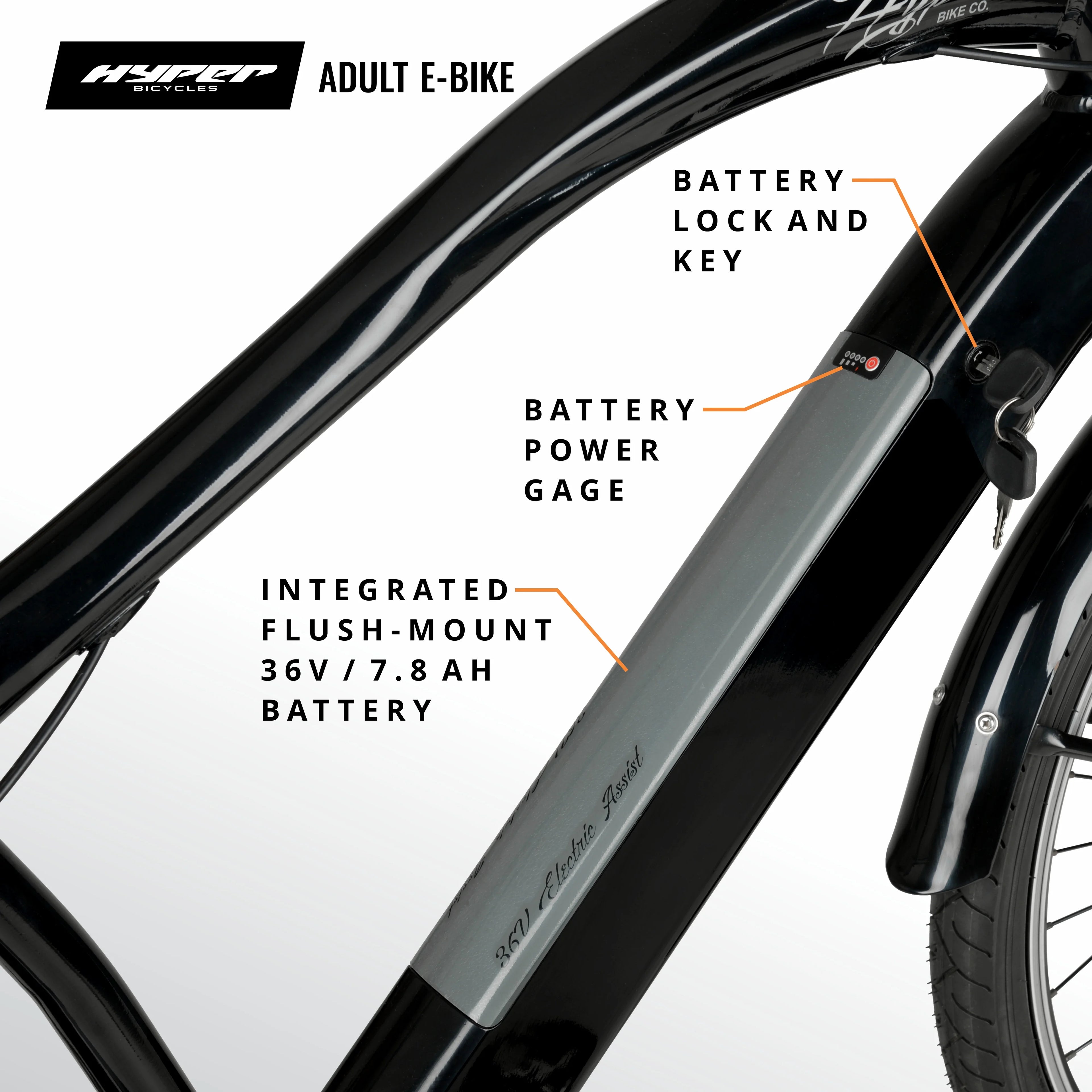 Black 36V Electric Cruiser E-Bike R51909