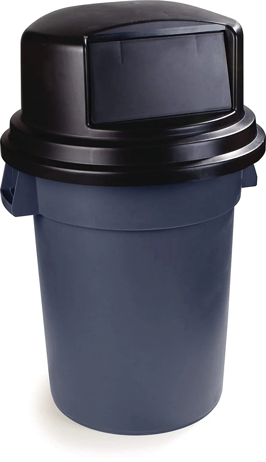 Black Round Trash Can Dome Lid with Hinged Door Q65420