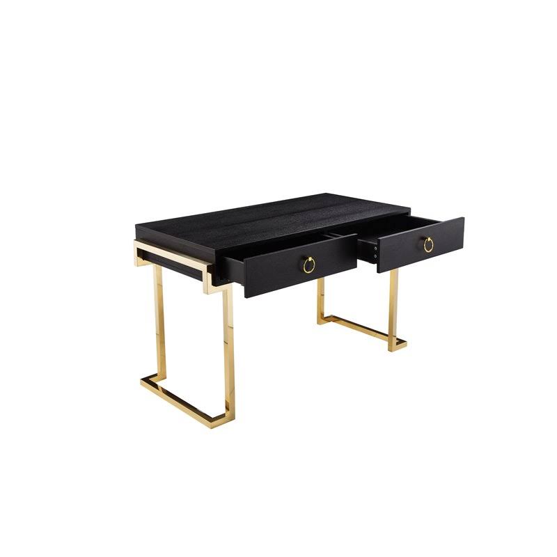 Black Ash Veneer Stainless Steel Desk W3797