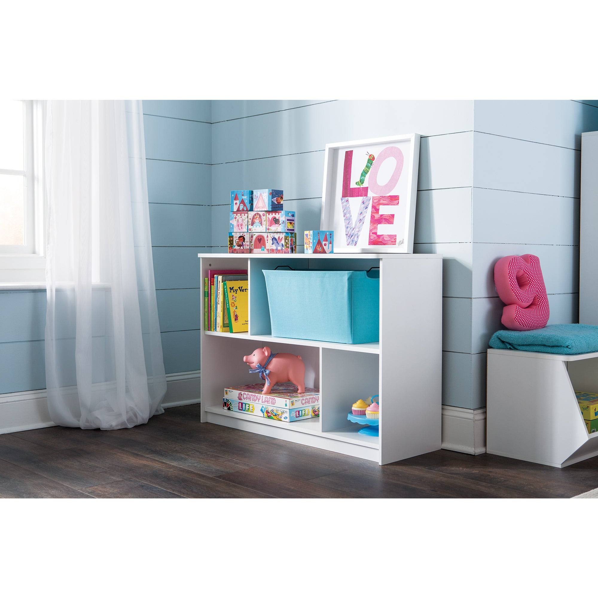 White 2-Tier Offset Bookcase D948