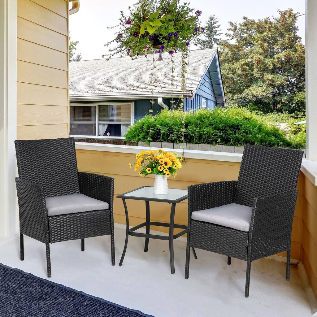 Gray 3 Piece Wicker Patio Chair Set C101858