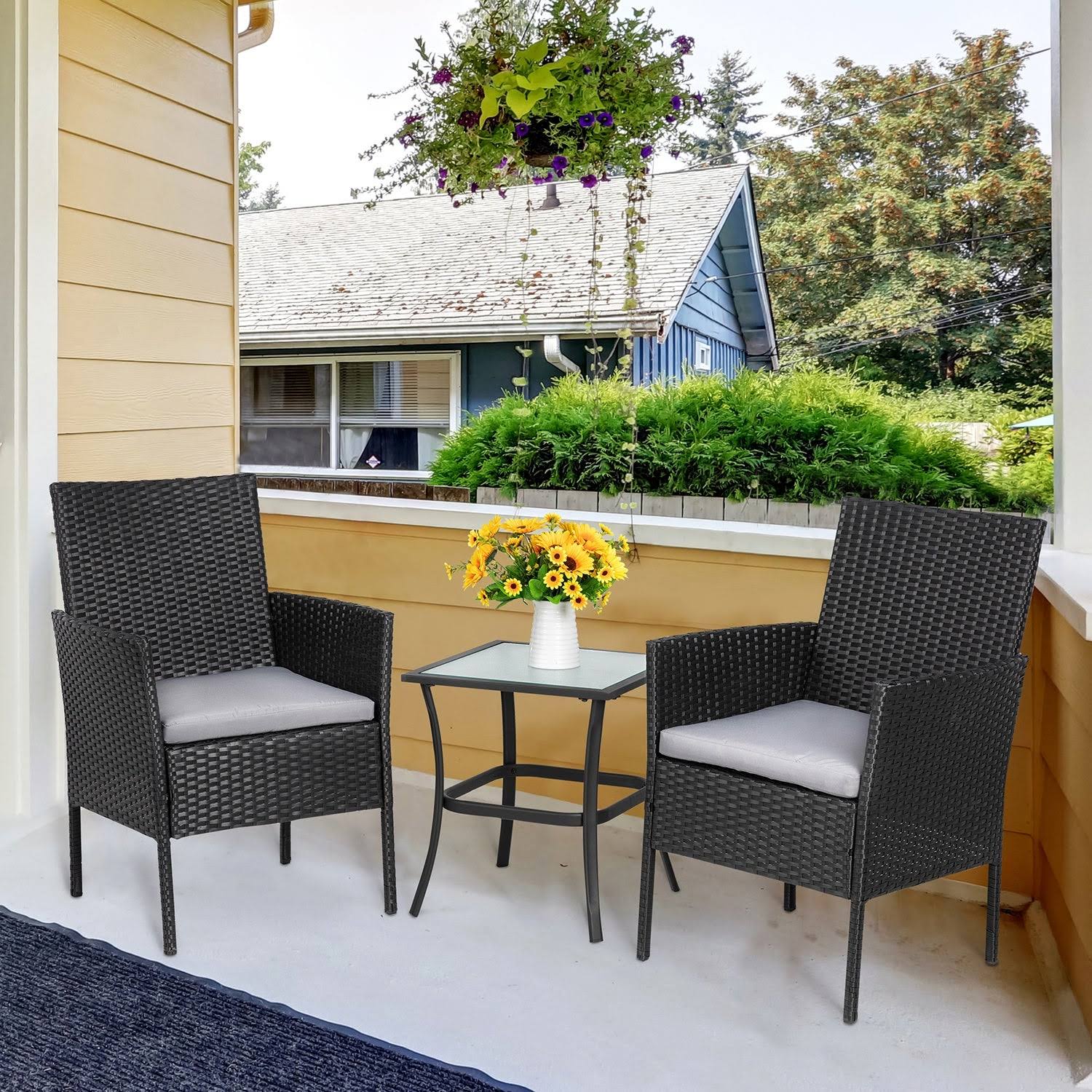 Gray 3 Piece Wicker Patio Chair Set C101858