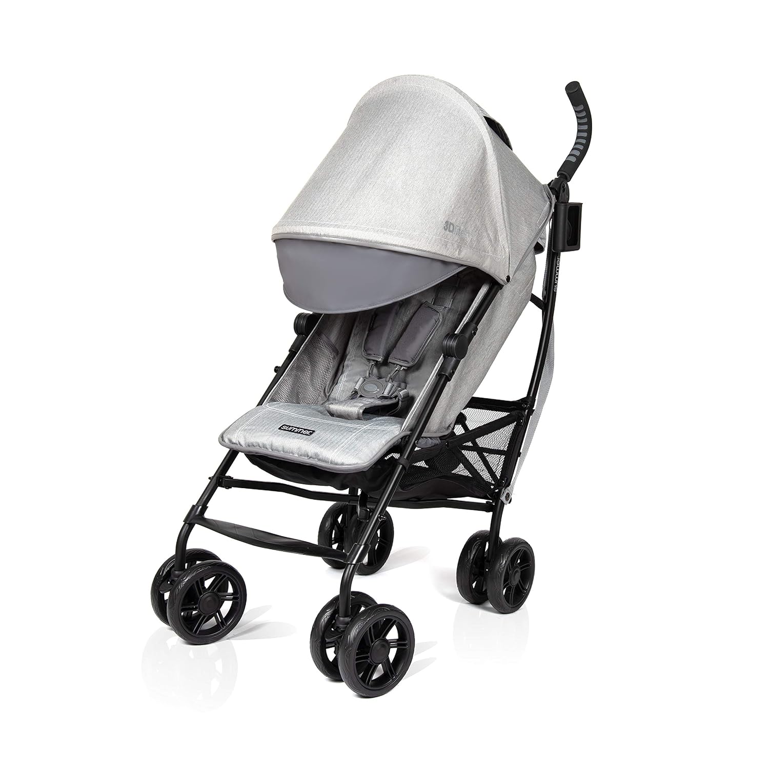Matte Black Lightweight Umbrella Stroller with Oversized Canopy and Compact Fold S110