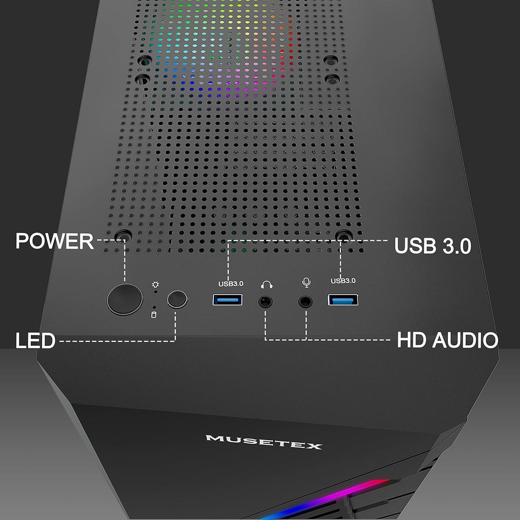 Black Micro ATX Computer Case with Tempered Glass K95314